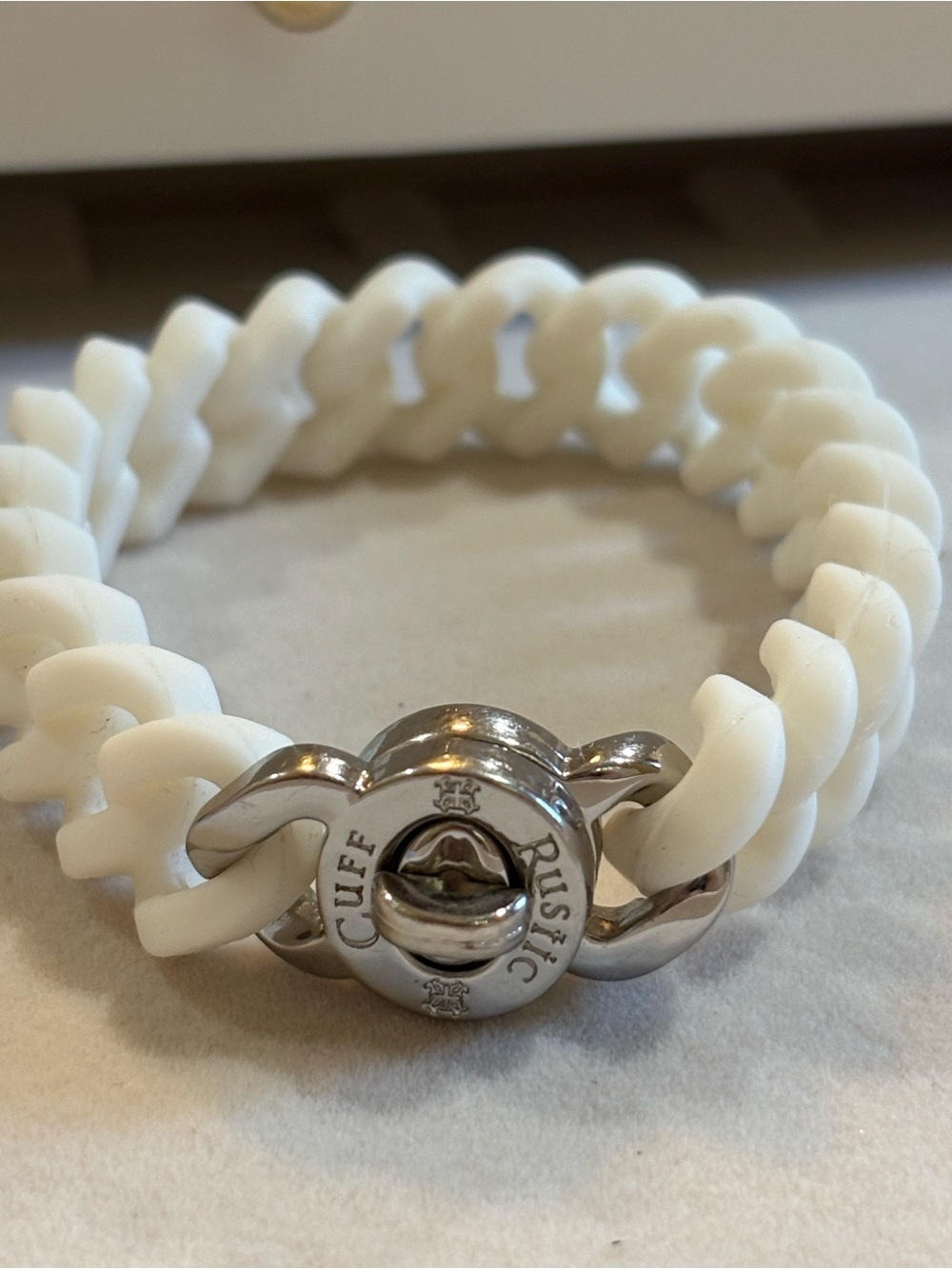 Rustic cuff White Chain-Link Bracelet